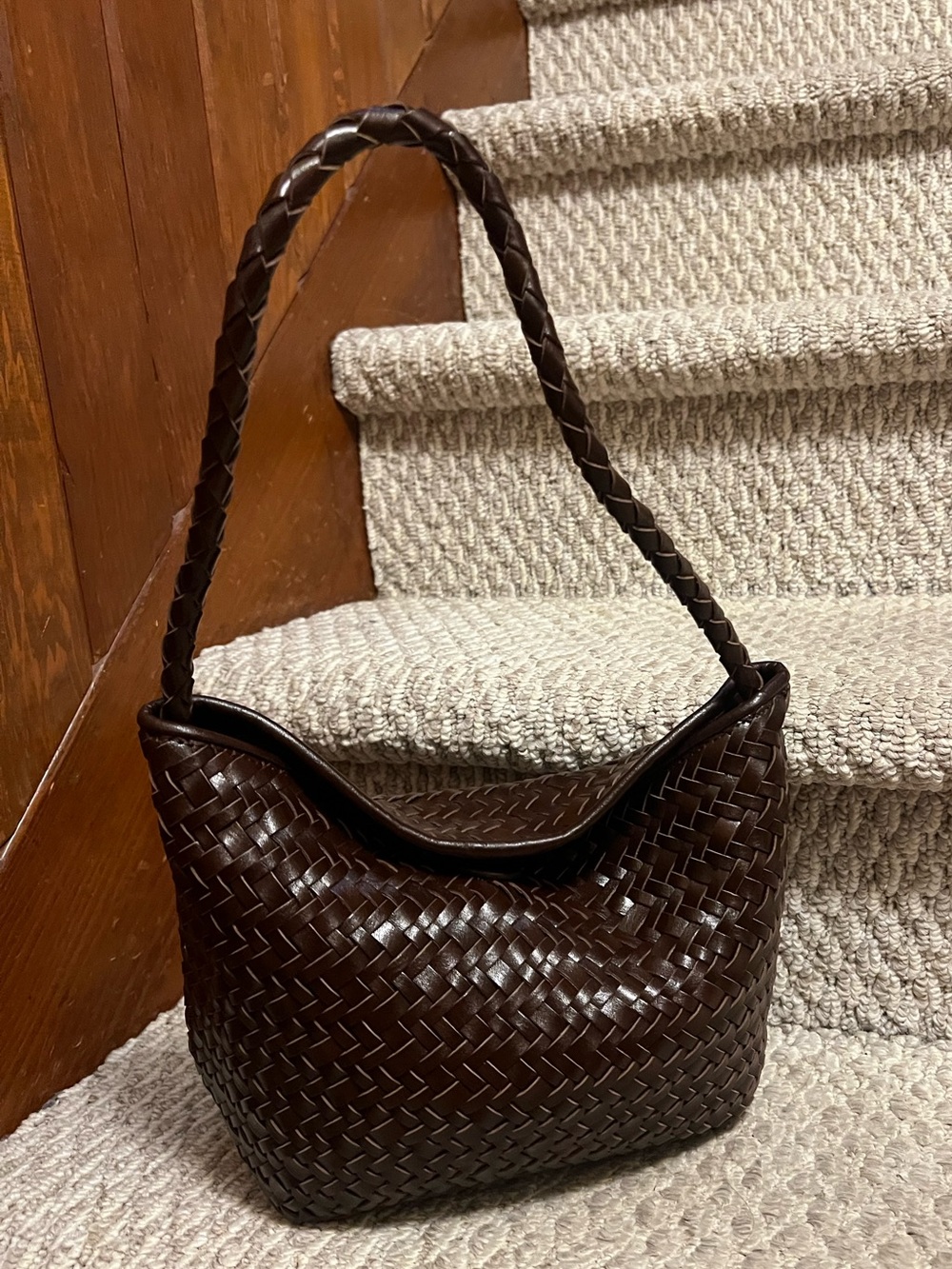 Woven Hobo Bag - Dark Brown